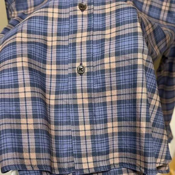 Faherty Navy and Brown Plaid Long-Sleeve Button-Down Shirt - Picture 4 of 5